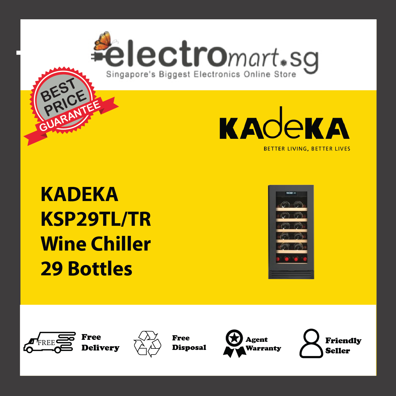 KADEKA KSP29TL/TR Wine Chiller 29 Bottles