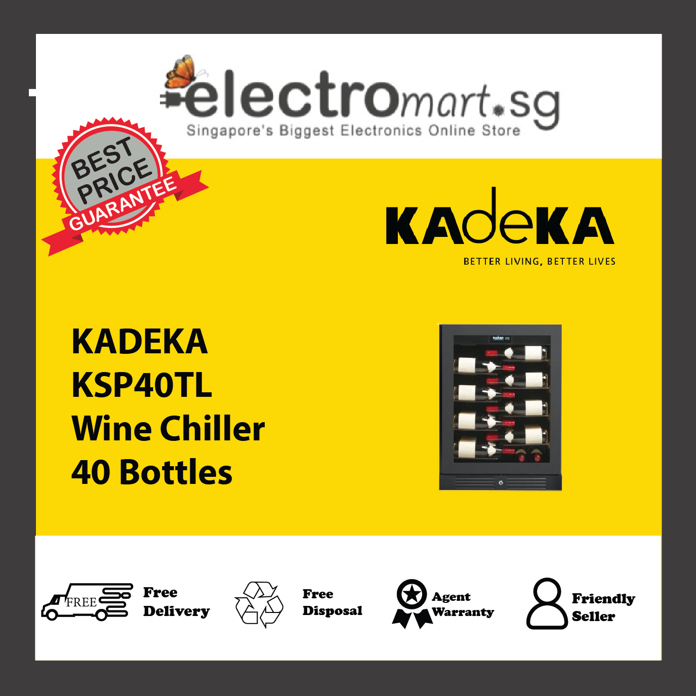 KADEKA KSP40TL Wine Chiller 40 Bottles