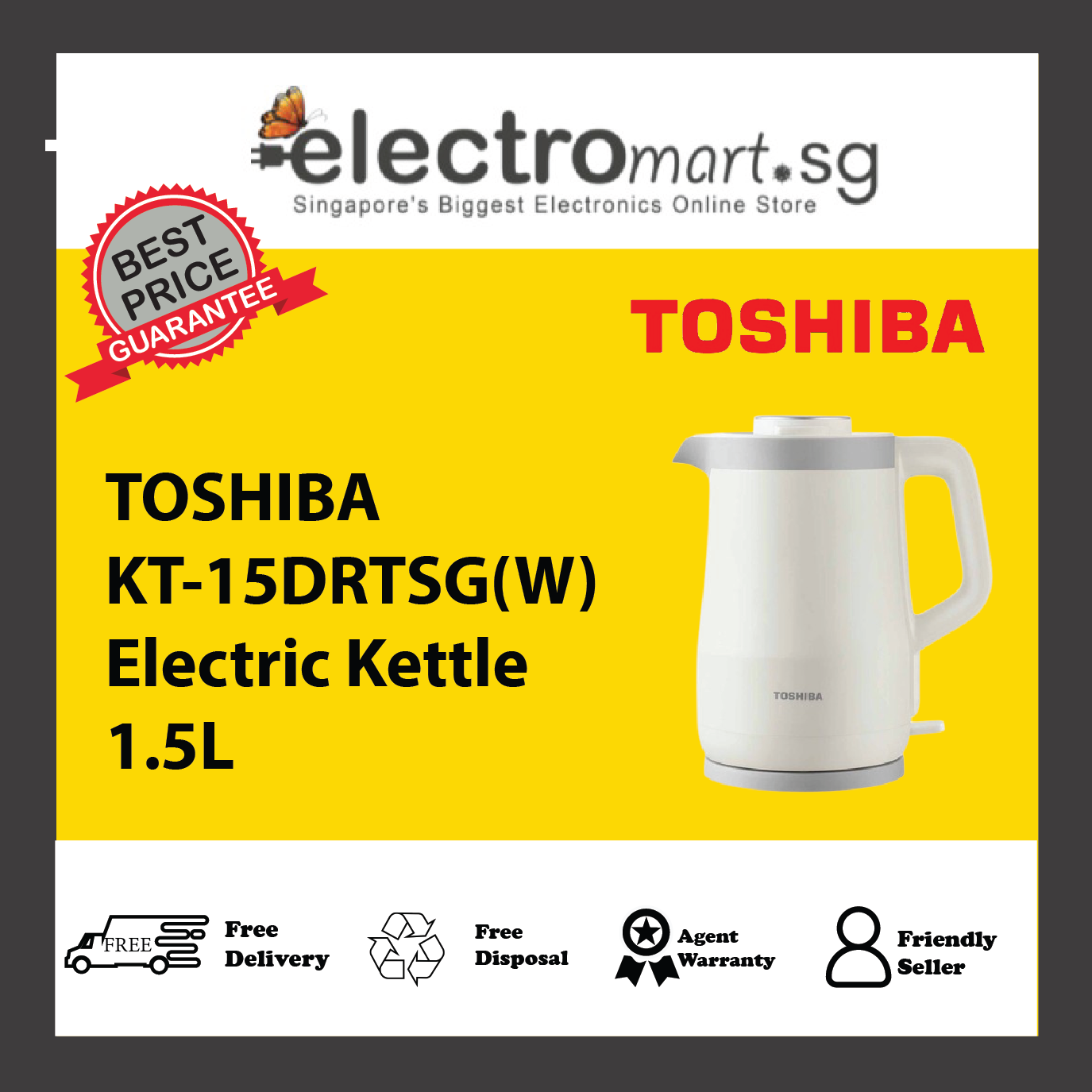 TOSHIBA KT-15DRTSG(W) Electric Kettle 1.5L