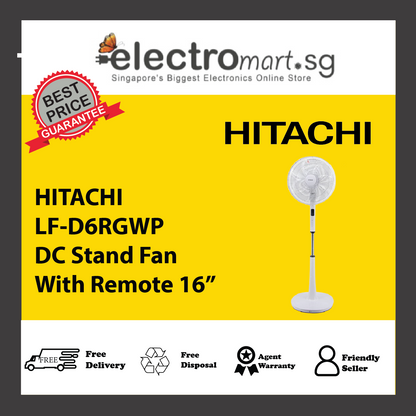 HITACHI LF-D6RGWP DC Stand Fan With Remote 16”