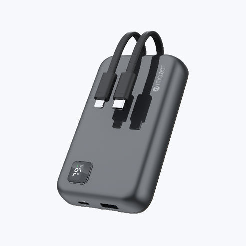 Mazer Link 10,000mAh (Built-in Lightning & USB C Cables) Power Bank
