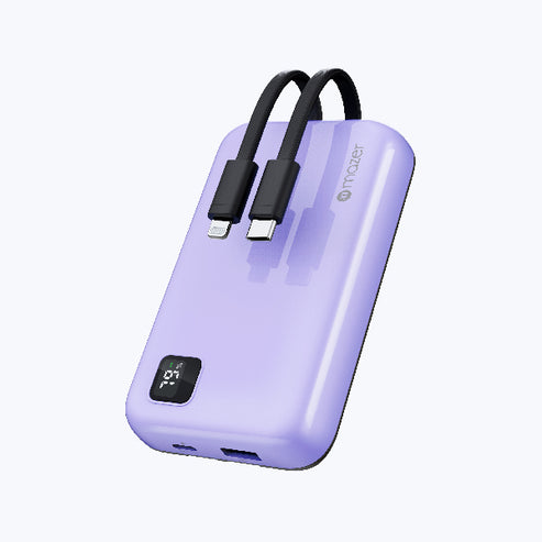 Mazer Link 10,000mAh (Built-in Lightning & USB C Cables) Power Bank
