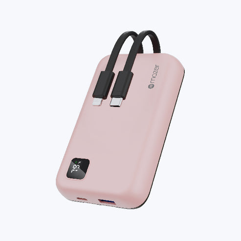 Mazer Link 10,000mAh (Built-in Lightning & USB C Cables) Power Bank