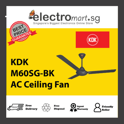 KDK M60SG-BK 3-Blades AC Ceiling Fan with Regulator Control (150cm)