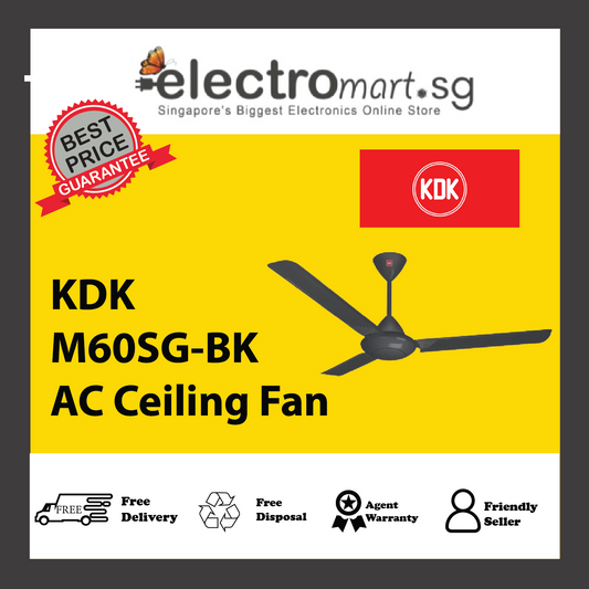 KDK M60SG-BK 3-Blades AC Ceiling Fan with Regulator Control (150cm)