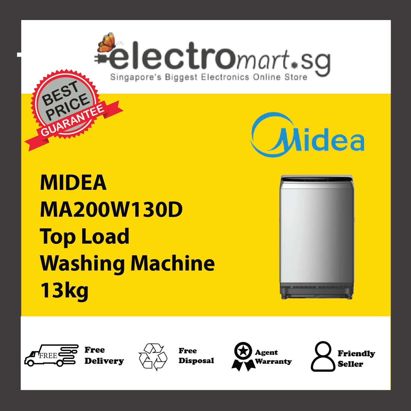 MIDEA MA200W130D Top Load  Washing Machine 13kg