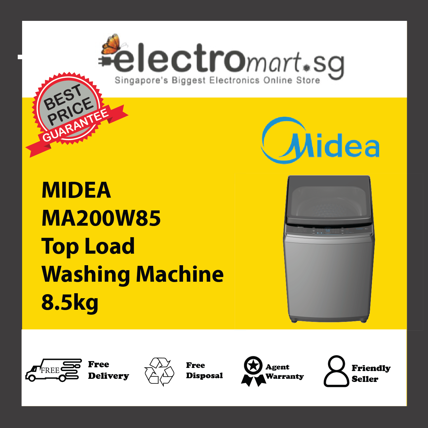 MIDEA MA200W85 Top Load  Washing Machine 8.5kg