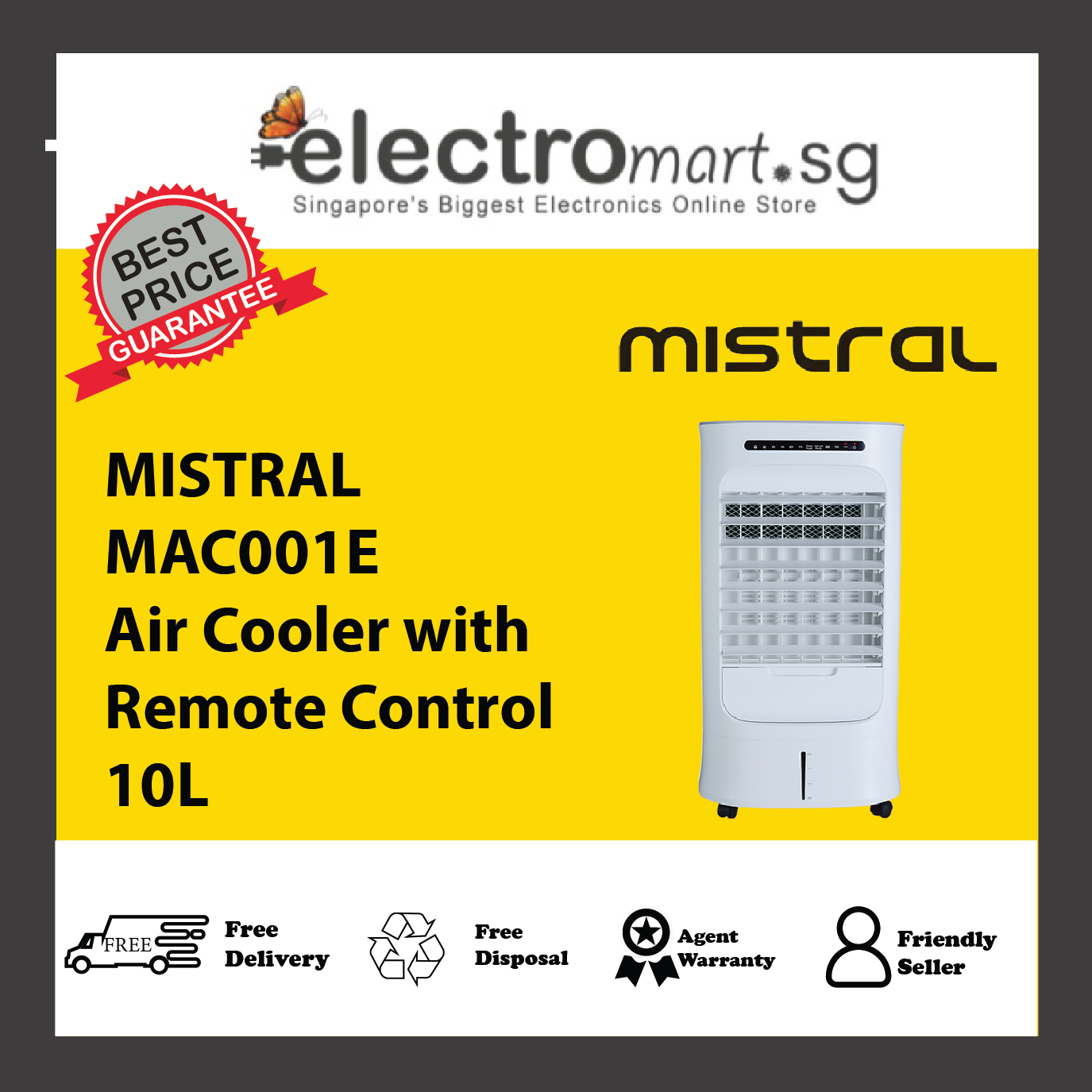 MISTRAL MAC001E Air Cooler with Remote Control 10L