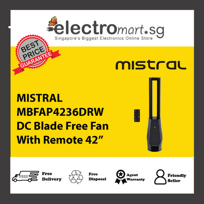 MISTRAL MBFAP4236DRW DC Blade Free Fan With Remote 42”