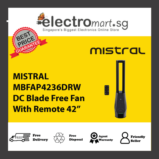 MISTRAL MBFAP4236DRW DC Blade Free Fan With Remote 42”