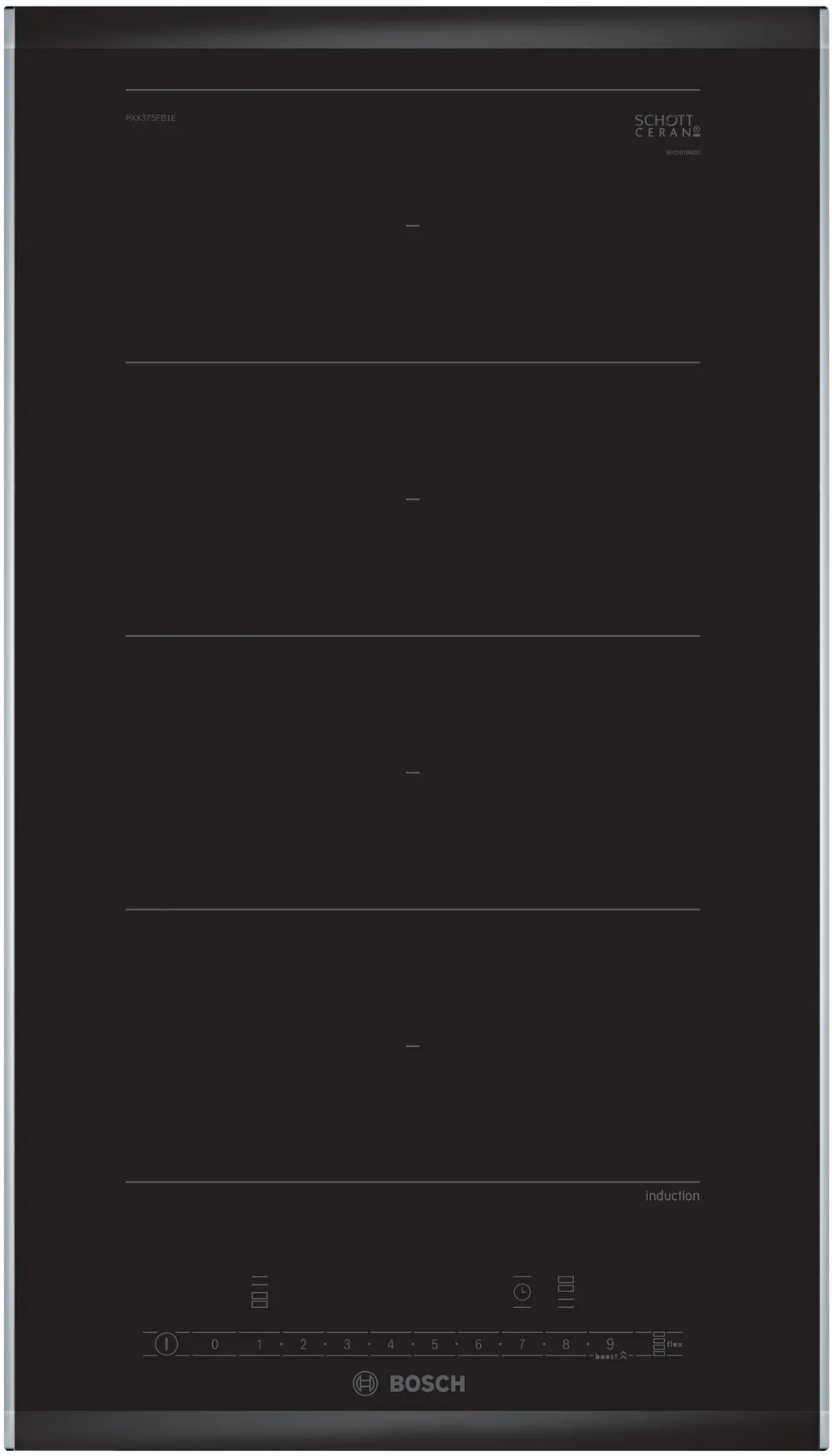 BOSCH PXX375FB1E Series 6 Flex induction cooktop 30cm surface mount with frame