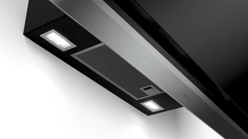 BOSCH DWK98PR60B Series 8 Wall-mounted cooker hood 90 cm clear glass black printed