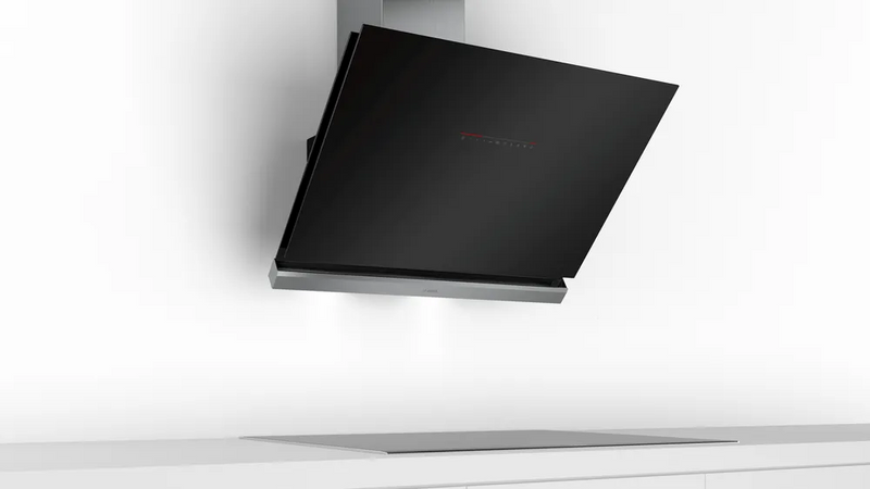 BOSCH DWK98PR60B Series 8 Wall-mounted cooker hood 90 cm clear glass black printed