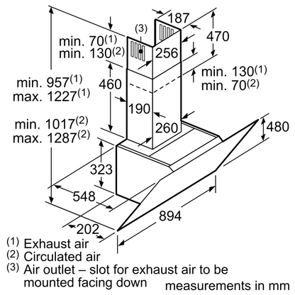 BOSCH DWK98PR60B Series 8 Wall-mounted cooker hood 90 cm clear glass black printed