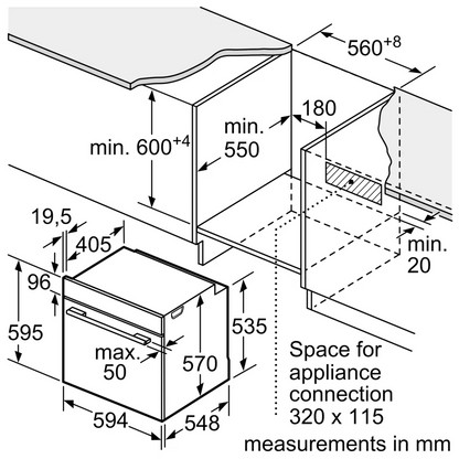 BOSCH HQA574BS3B Series 4 Pyrolytic Multifunction Single Oven – STAINLESS STEEL