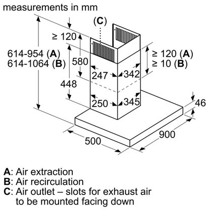 BOSCH DWB98JQ50B Series 6 Wall-mounted Hood 90 cm Stainless steel