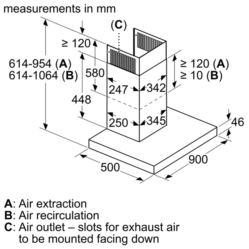 BOSCH DWB97CM50B Series 6 Wall-mounted cooker hood 90cm Stainless steel