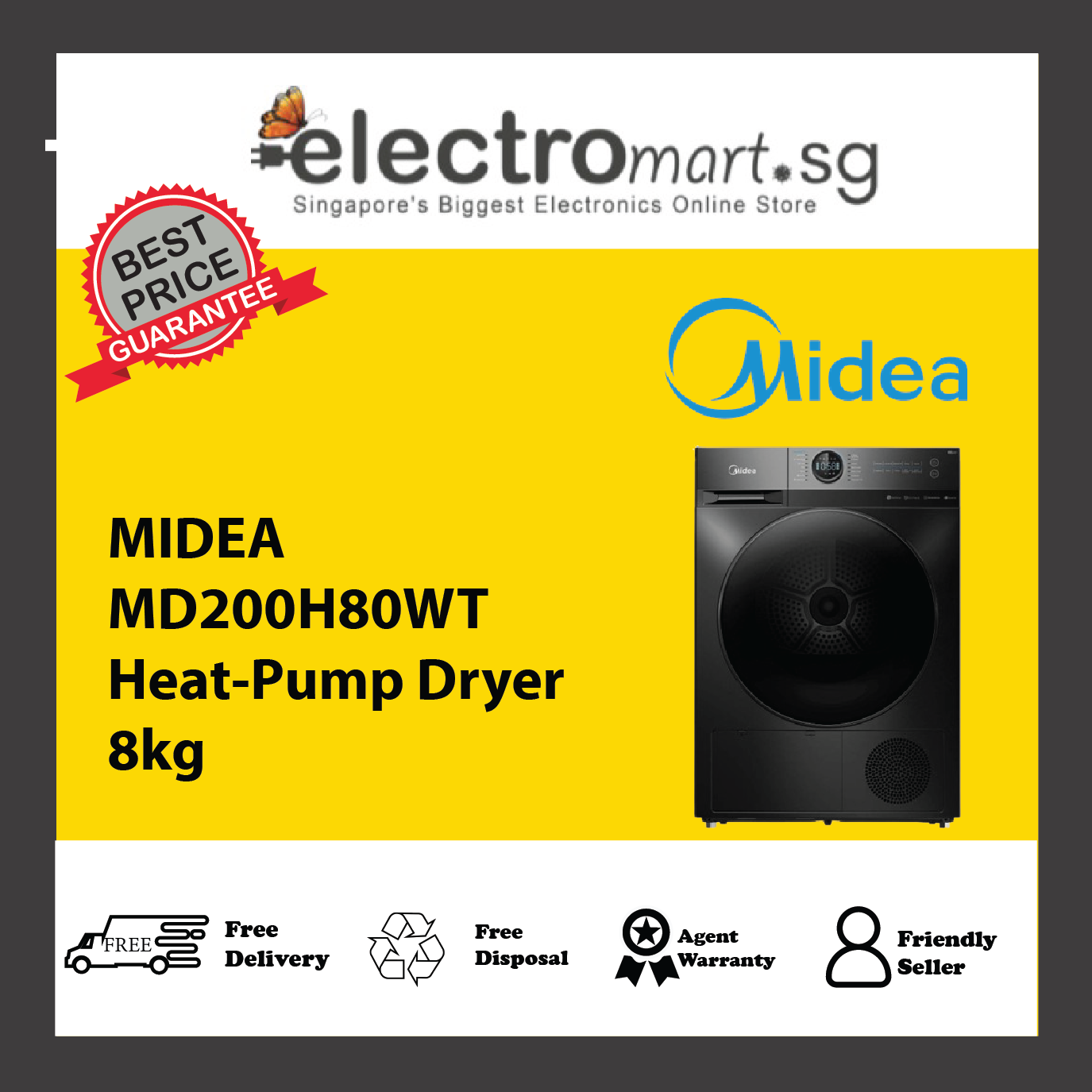 MIDEA MD200H80WT Heat-Pump Dryer 8kg