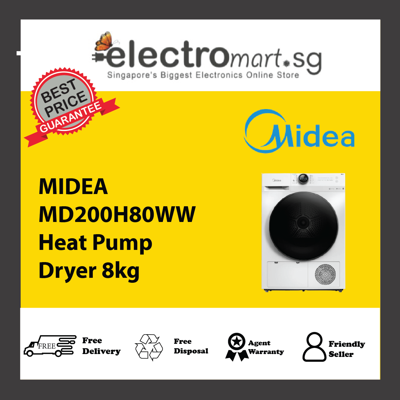MIDEA MD200H80WW Heat Pump Dryer 8kg