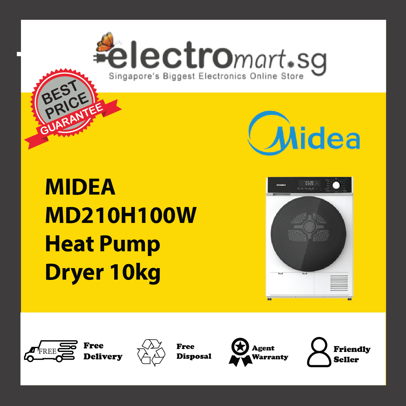 MIDEA MD210H100W Heat Pump Dryer 10kg