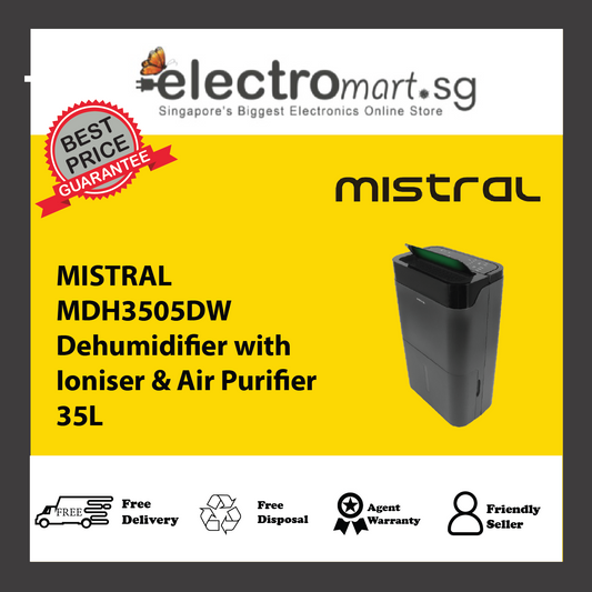 MISTRAL MDH3505DW Dehumidifier with Ioniser & Air Purifier 35L