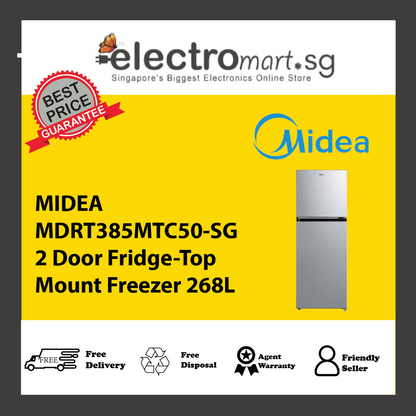 MIDEA MDRT385MTC50-SG 2 Door Fridge-Top Mount Freezer 268L