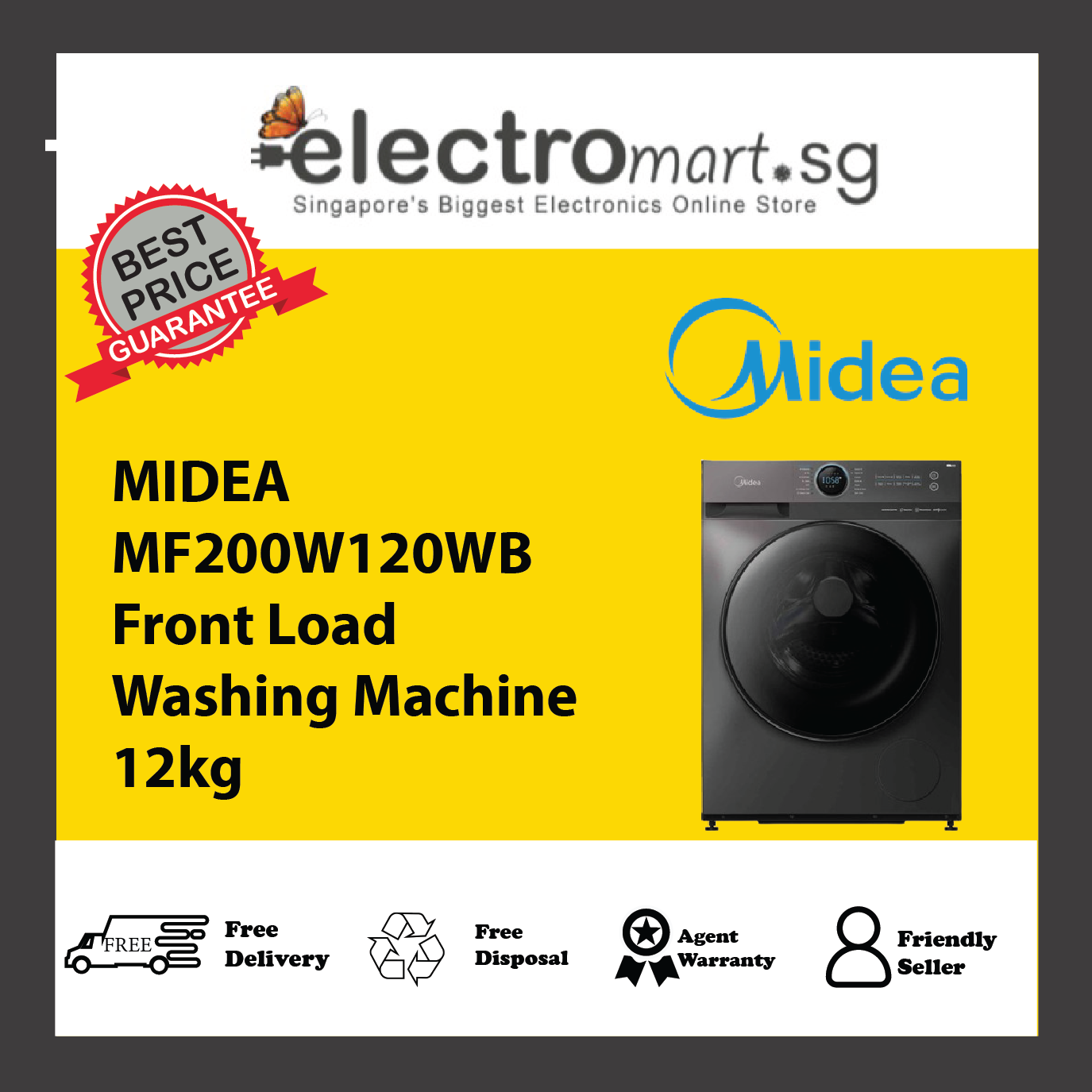 MIDEA MF200W120WB Front Load  Washing Machine 12kg