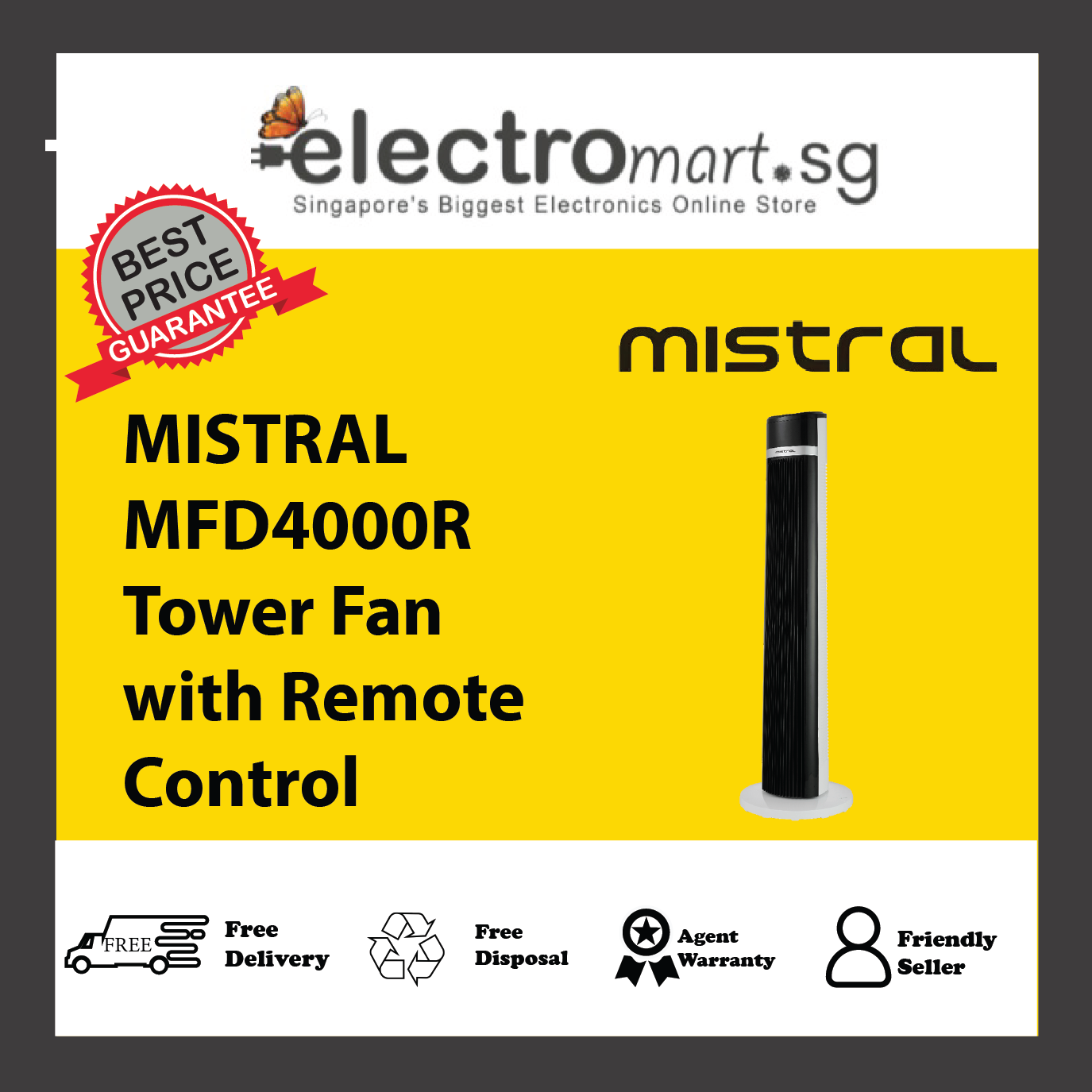 MISTRAL MFD4000R Tower Fan with Remote Control