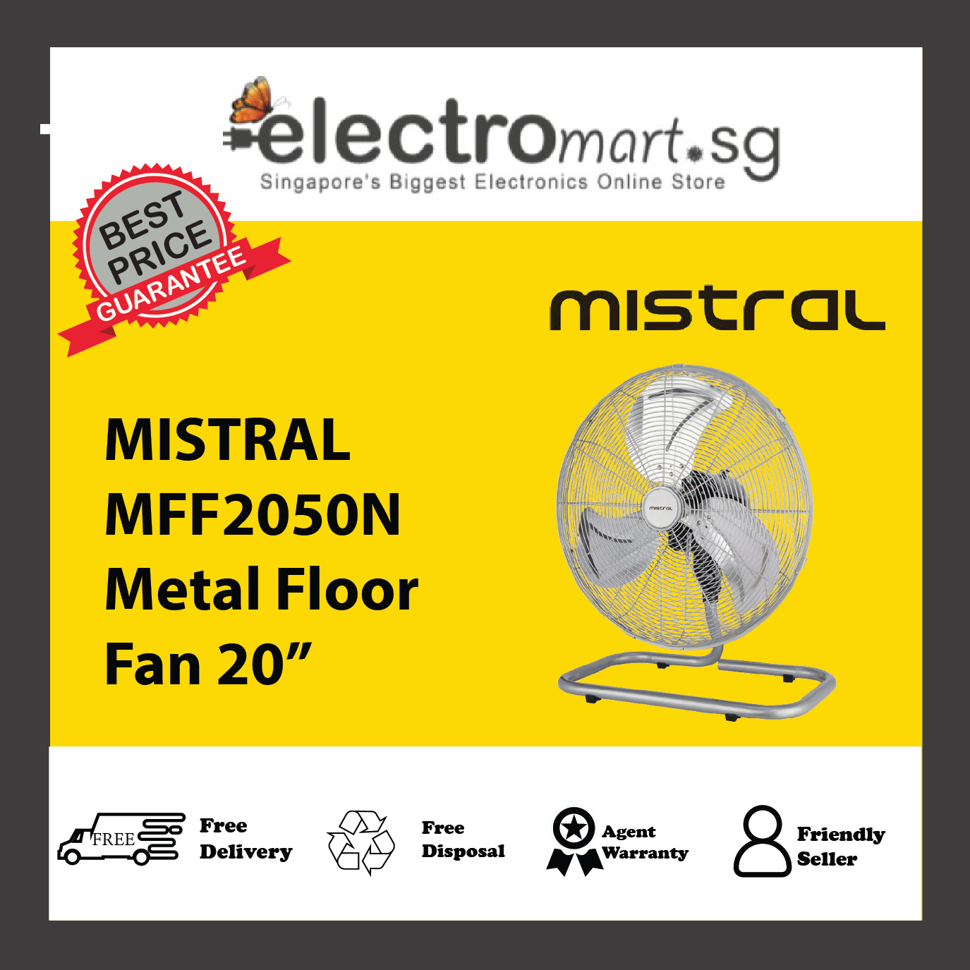 MISTRAL MFF2050N Metal Floor Fan 20”