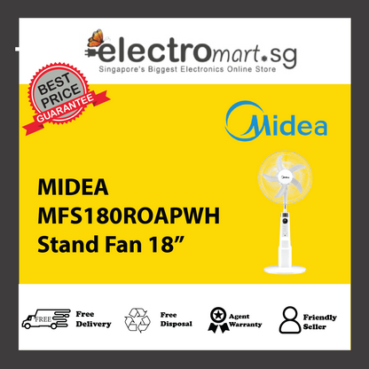 MIDEA MFS180ROAPWH DC Rechargeable Stand Fan 18”