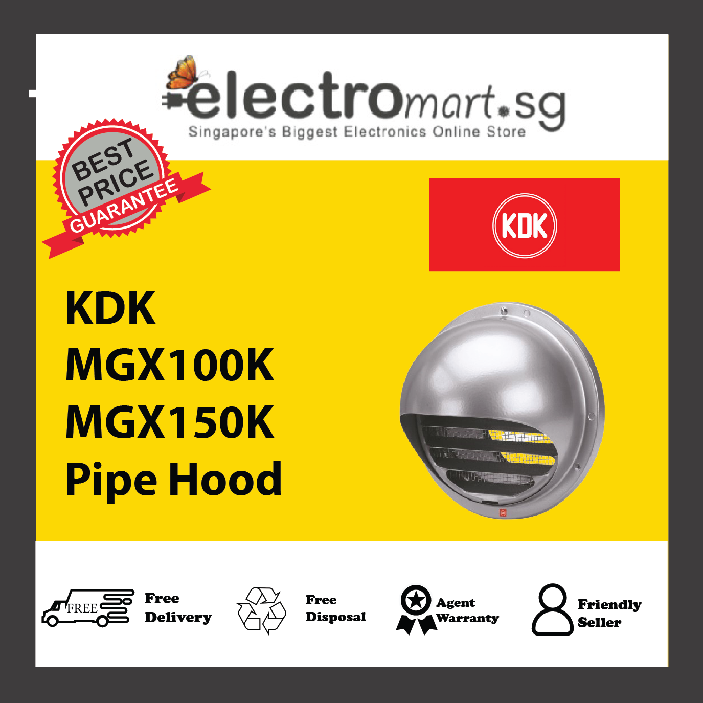 KDK MGX100K/MGX150K Pipe Hood