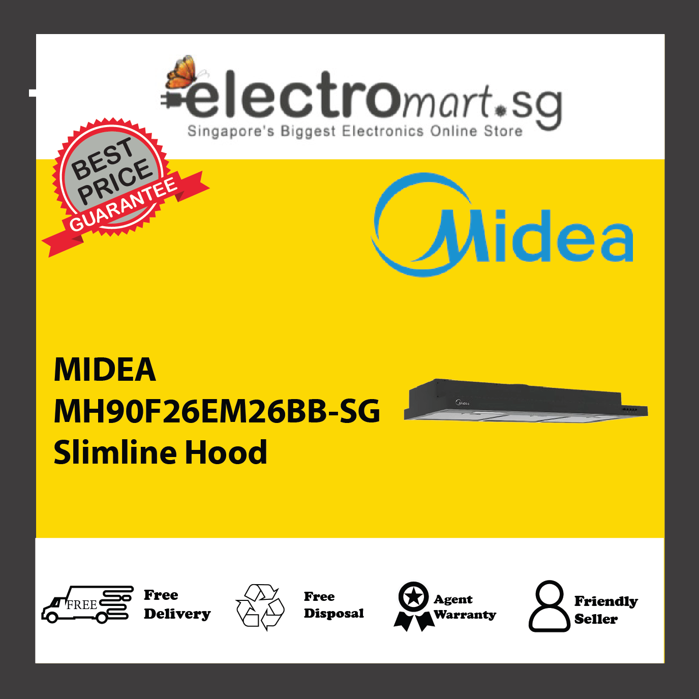 MIDEA MH90F26EM26BB-SG Slimline Hood