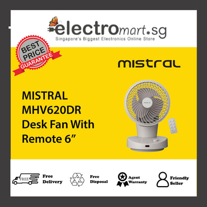 MISTRAL MHV620DR Desk Fan With Remote 6”