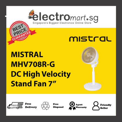 MISTRAL MHV708R-G DC High Velocity Stand Fan 7”