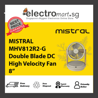MISTRAL MHV812R2-G Double Blade DC High Velocity Fan with Remote 8”