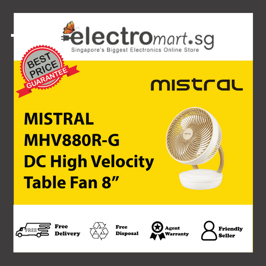 MISTRAL MHV880R-G DC High Velocity Table Fan 8”