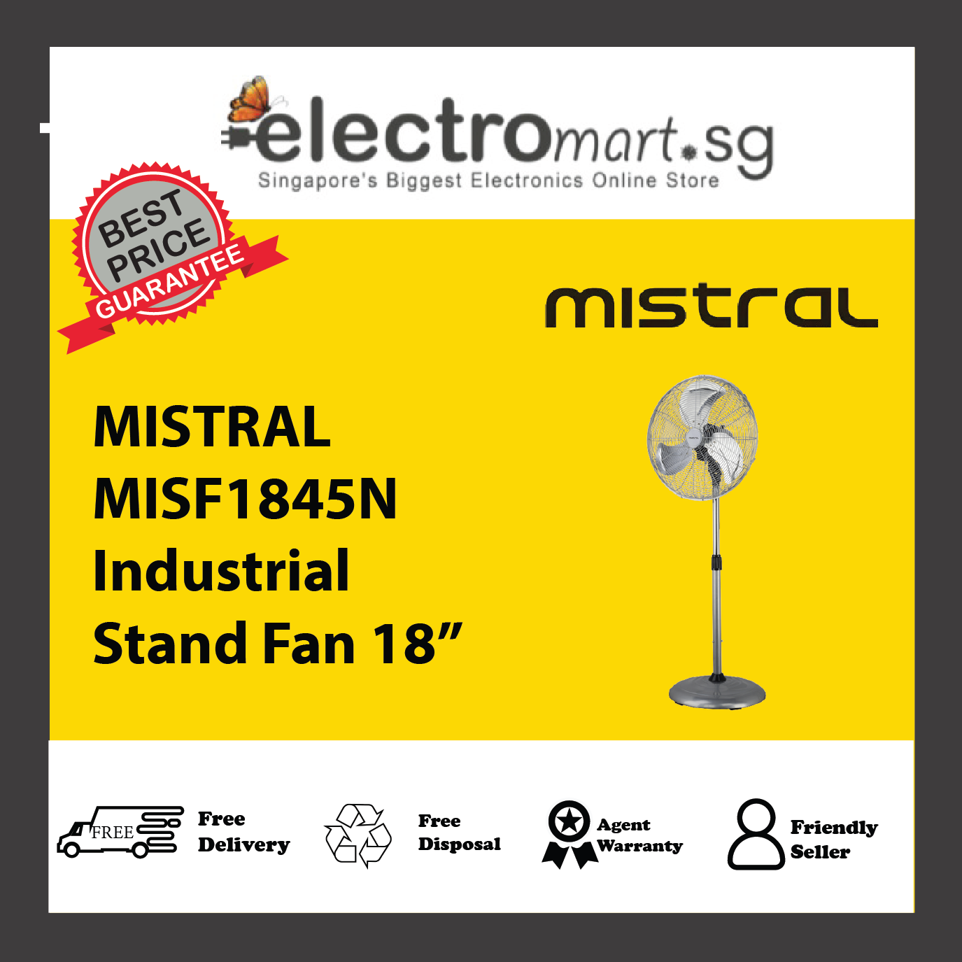 MISTRAL MISF1845N Industrial Stand Fan 18”