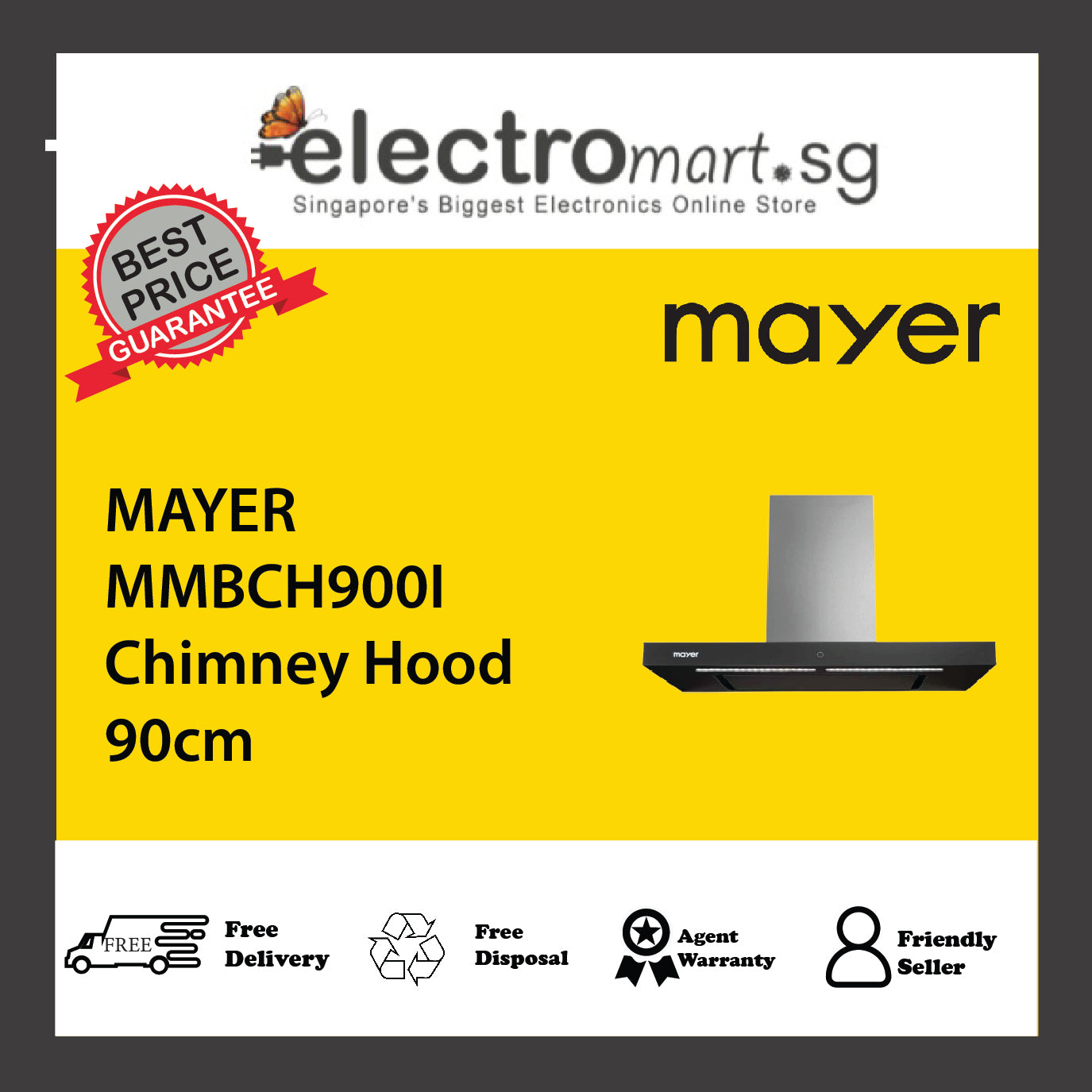 MAYER MMBCH900I Chimney Hood 90cm