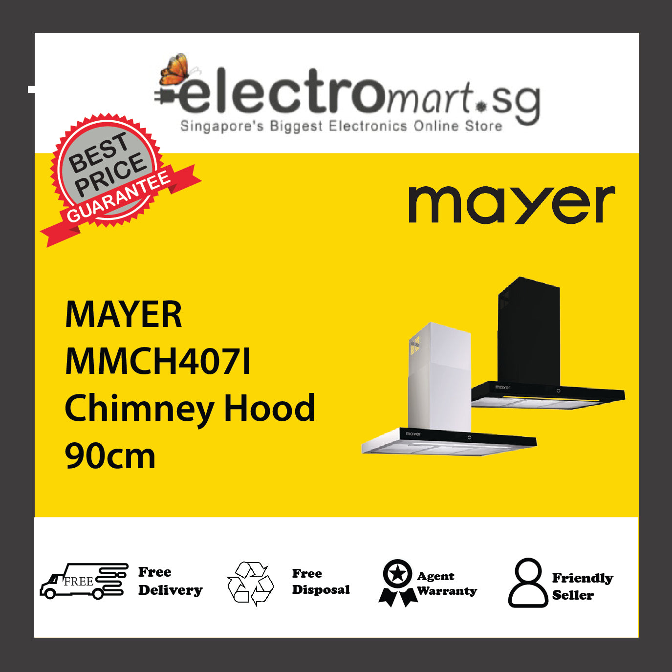 MAYER MMCH407I Chimney Hood 90cm