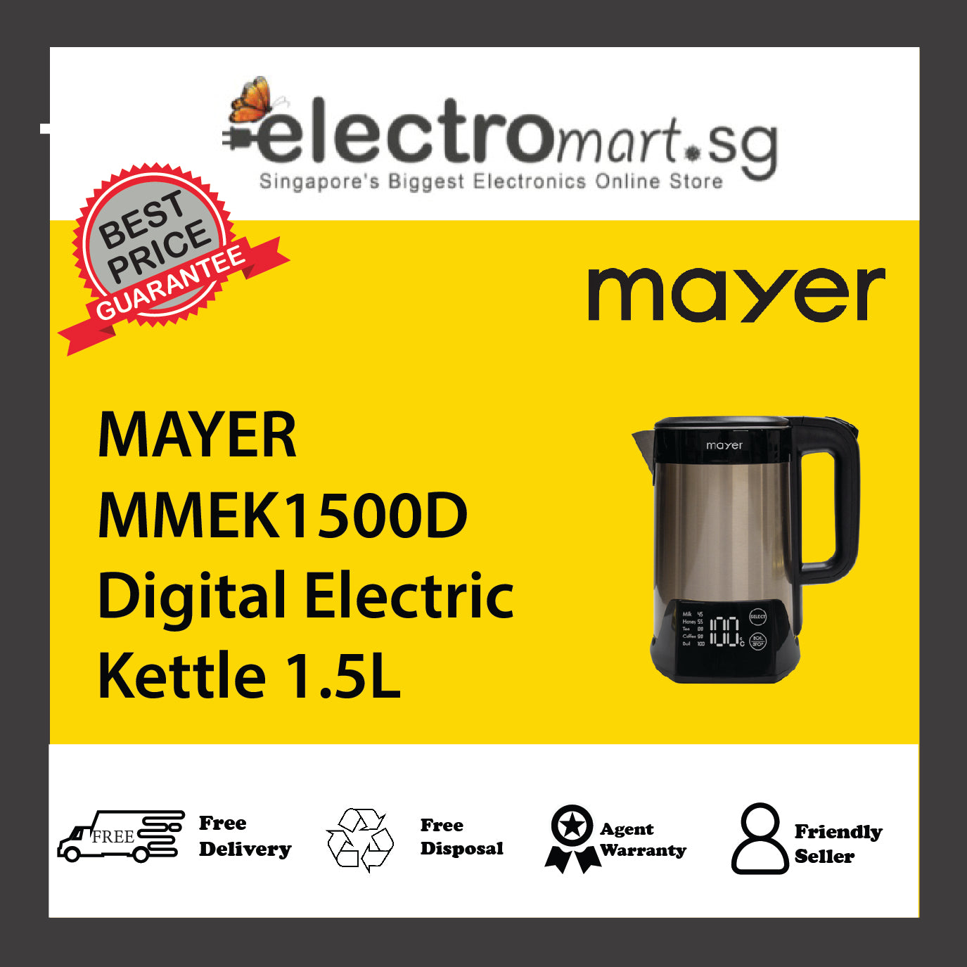 MAYER MMEK1500D Digital Electric Kettle 1.5L