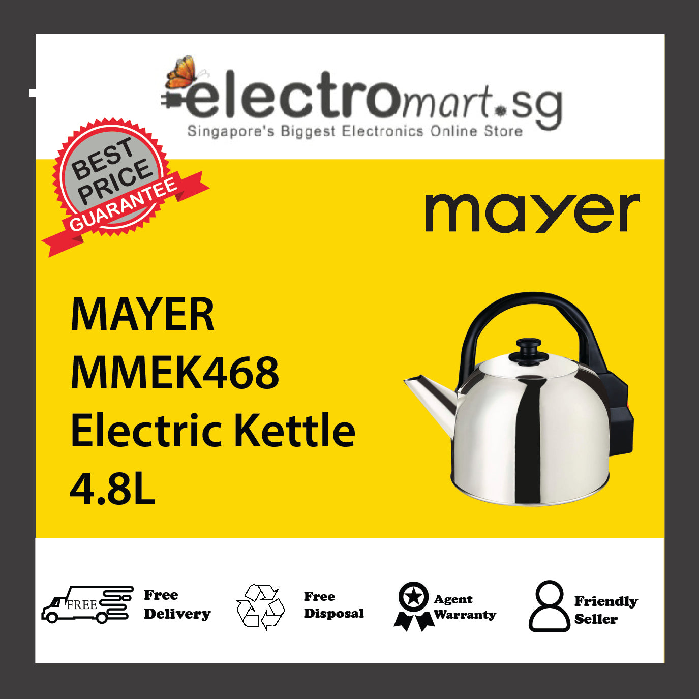 MAYER MMEK468 Electric Kettle 4.8L