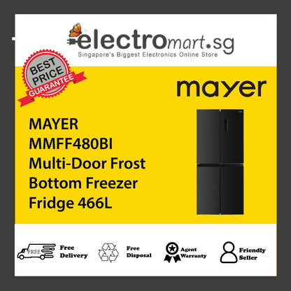 MAYER MMFF480BI Multi-Door Frost Bottom Freezer Fridge 466L
