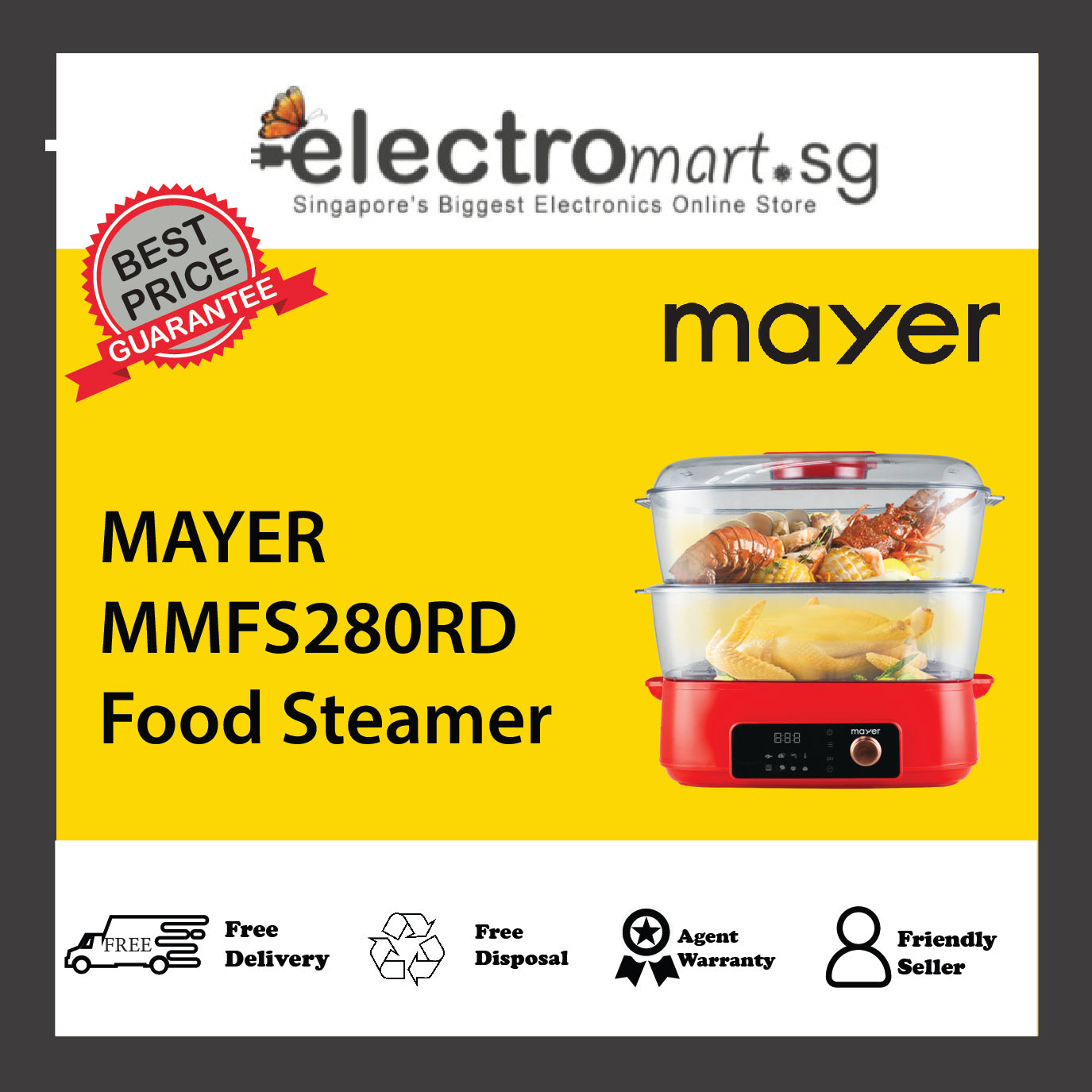 MAYER MMFS280RD Digital Food Steamer 28L