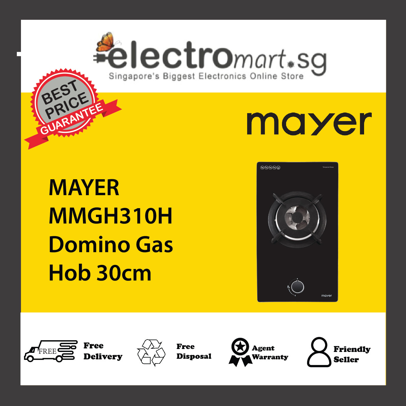 MAYER MMGH310H Domino Gas Hob 30cm