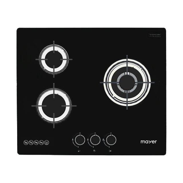 MAYER MMGH633HI 3 Burner Glass Gas Hob 60cm