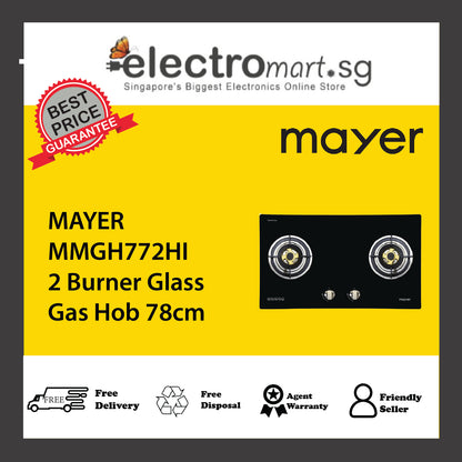 MAYER MMGH772HI 2 Burner Glass Gas Hob 78cm