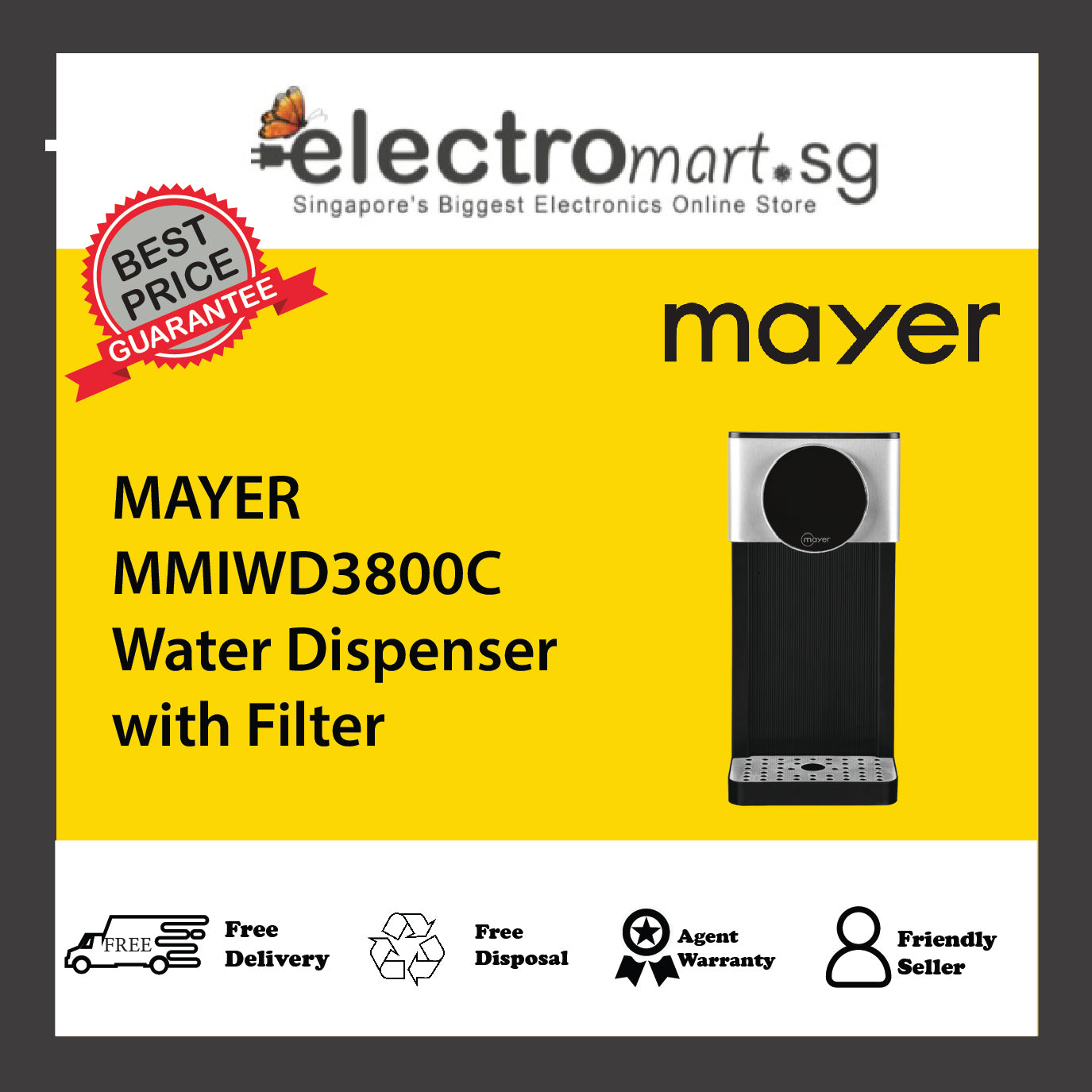 MAYER MMIWD3800C Instant Hot & Cold Water Dispenser with Filter 3.8L ...