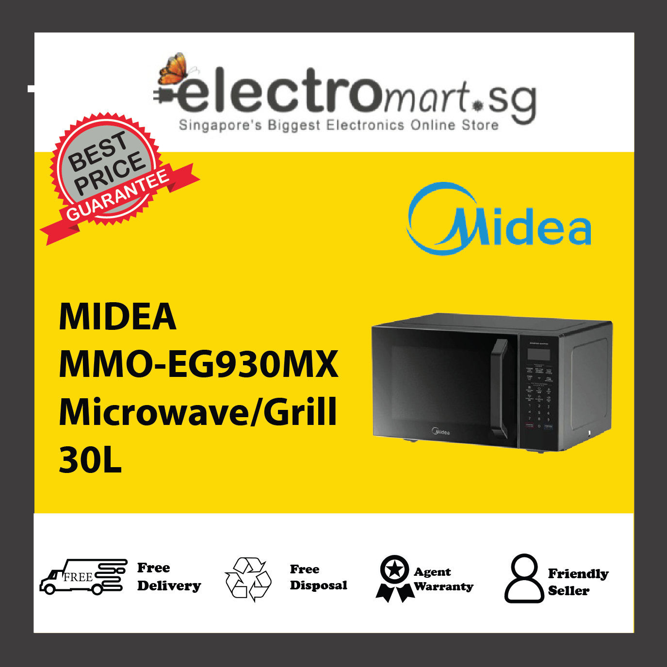 MIDEA MMO-EG930MX Microwave/Grill 30L