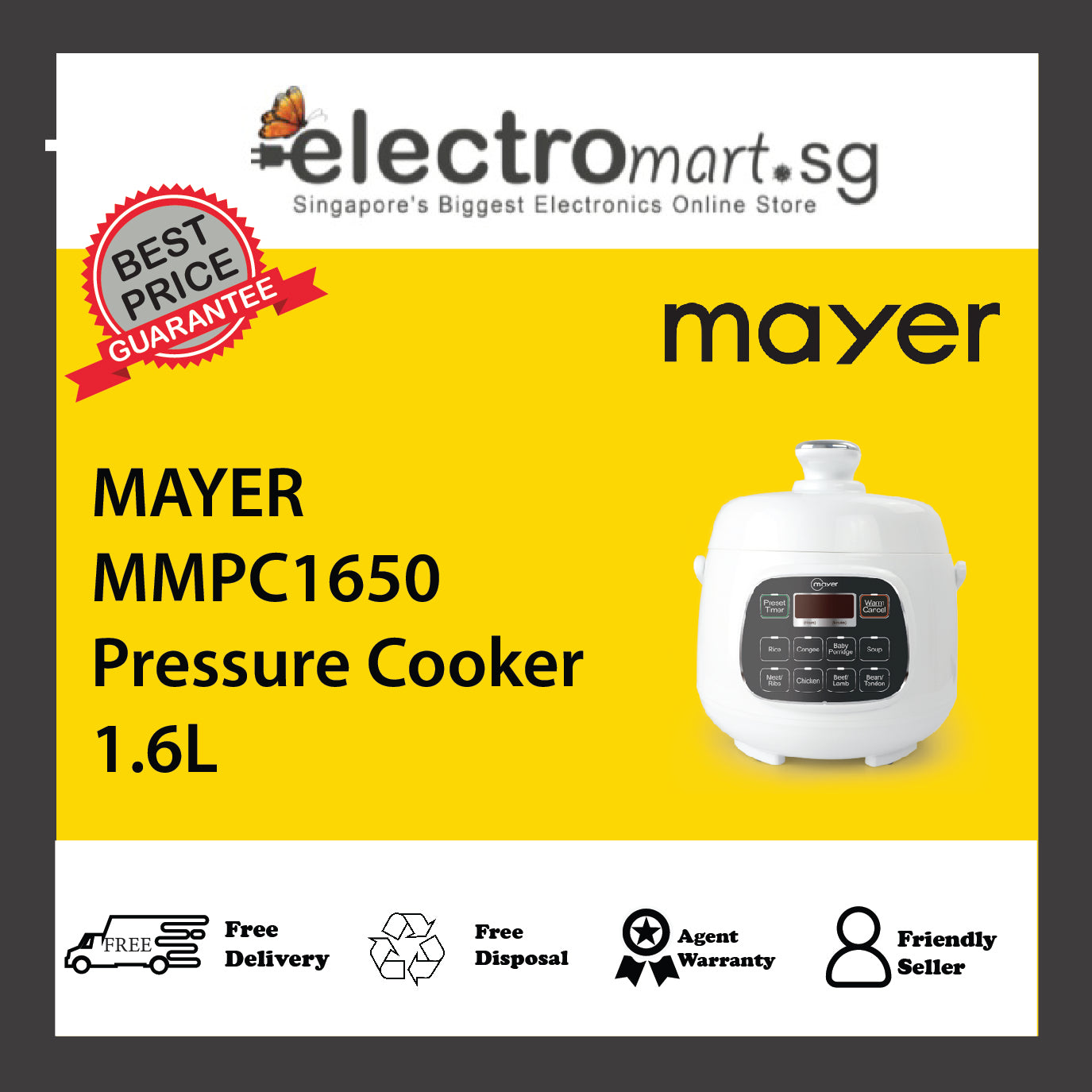 MAYER MMPC1650 Pressure Cooker 1.6L