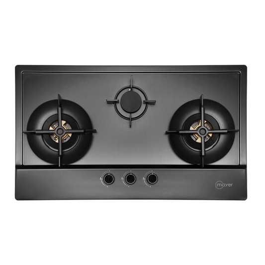 MAYER MMSS8831HI-GM	 3 Burner Stainless Steel Gas Hob (Gun Metal Finishing) 86cm